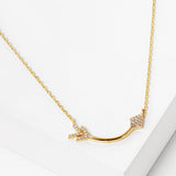 102750, GOLD DIPPED, "BETTER & BETTER" CURVED ARROW CZ NECKLACE