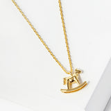 102751, GOLD DIPPED, "UP & DOWN" HORSE RIDE CHARM NECKLACE