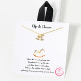 102751, GOLD DIPPED, "UP & DOWN" HORSE RIDE CHARM NECKLACE