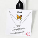 102752, GOLD DIPPED, "ELEVATE" DAINTY BUTTERFLY WITH PEARL DOUBLE LAYERED NECKLACE