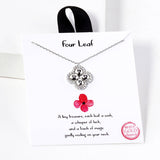 102755, GOLD DIPPED, "FOUR LEAF" CLOVER CZ CHARM NECKLACE