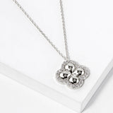102755, GOLD DIPPED, "FOUR LEAF" CLOVER CZ CHARM NECKLACE