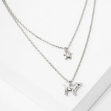 102756, GOLD DIPPED, "PUPPY'S LOVE" DAINTY PUPPY CHARM DOUBLE LAYERED NECKLACE