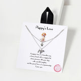 102756, GOLD DIPPED, "PUPPY'S LOVE" DAINTY PUPPY CHARM DOUBLE LAYERED NECKLACE