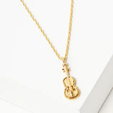 102758, GOLD DIPPED, "POETRY OF THE SOUL" DAINTY VIOLIN CHARM NECKLACE