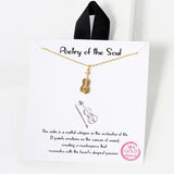 102758, GOLD DIPPED, "POETRY OF THE SOUL" DAINTY VIOLIN CHARM NECKLACE