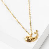 102762, GOLD DIPPED, "DREAM BIG" DAINTY WHALE CHARM NECKLACE
