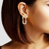 102790, GEOMETRIC CUBIC ZIRCONIA ACCENT EARRING