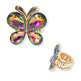 102803, BUTTERFLY RHINESTONE STRETCH RING