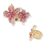 102804, FLOWER CRYSTAL RHINESTONE STRETCH RING