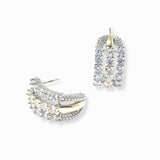 102811, 14K GOLD PLATED, CUBIC ZIRCONIA ACCENT DESIGNER INSPIRED EARRING