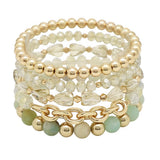 Semi Precious Stone Multi Layered Beaded Stretch Bracelet - view 2