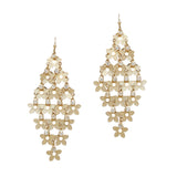 102842, MULTI FLOWER CHARM WITH RHINESTONE DANGLE EARRING