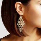 102842, MULTI FLOWER CHARM WITH RHINESTONE DANGLE EARRING
