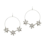 102843, TRIPLE FLOWER ROUND HOOP DANGLE EARRING