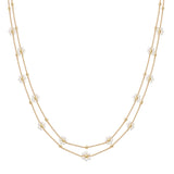 102863, DAINTY FLOWER PEARL DOUBLE LAYERED NECKLACE
