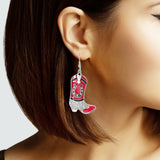 102892, WESTERN GLITTER COWBOY BOOTS DANGLE EARRING