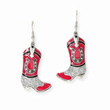 102892, WESTERN GLITTER COWBOY BOOTS DANGLE EARRING