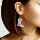 102893, WESTERN ENGRAVED COWBOY BOOTS DANGLE EARRING