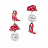 102894, WESTERN THEME ENAMEL WITH RHINESTONE BALL DANGLE EARRING