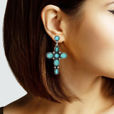 102897, WESTERN CROSS STONE DANGLE EARRING