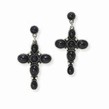 102897, WESTERN CROSS STONE DANGLE EARRING
