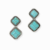 102898, WESTERN TURQUOISE STONE DANGLE EARRING