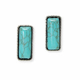 102900, WESTERN RECTANGLE TURQUOISE STONE EARRING