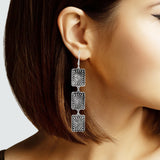 102904, WESTERN RECTANGLE CONCHO METAL DANGLE EARRING