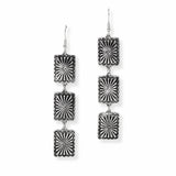 102904, WESTERN RECTANGLE CONCHO METAL DANGLE EARRING