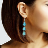 102909, WESTERN TEARDROP TURQUOISE STONE DANGLE EARRING