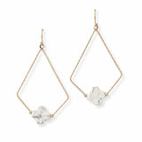 102958, CLOVER SEMI PRECIOUS STONE ACCENT GEOMETRIC DANGLE EARRING