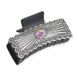 102970, WESTERN OVAL RHINESTONE ACCENT RECTANGULAR GRANDER HAIR CLAW