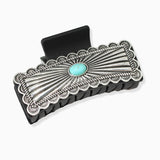 102970, WESTERN OVAL RHINESTONE ACCENT RECTANGULAR GRANDER HAIR CLAW