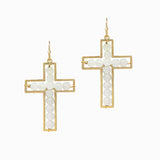 102973, CROSS SEMI PRECIOUS STONE BEADED DANGLE EARRING
