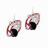102976, GLITTER "GAME DAY" FOOTBALL DANGLE EARRING