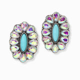 102978, WESTERN TURQUOISE STONE WITH RHINESTONE EARRING