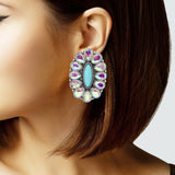 102978, WESTERN TURQUOISE STONE WITH RHINESTONE EARRING