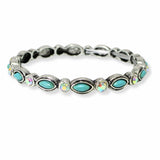 102988, WESTERN TURQUOISE STONE WITH RHINESTONE STRETCH BRACELET