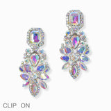 103001, MULTI SHAPE RHINESTONE EVENING CLIP ON EARRING