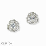 103003, ROSE FLOWER CRYSTAL RHINESTONE CLIP ON EARRING