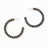 103004, WOOD BEADED ROUND HOOP EARRING
