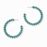 103004, WOOD BEADED ROUND HOOP EARRING