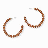 103004, WOOD BEADED ROUND HOOP EARRING