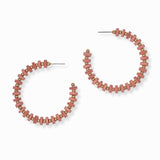 103004, WOOD BEADED ROUND HOOP EARRING