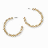 103004, WOOD BEADED ROUND HOOP EARRING