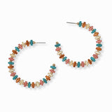 103004, WOOD BEADED ROUND HOOP EARRING