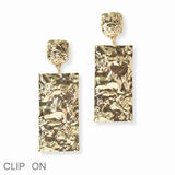 103016, HAMMERED GEOMETRIC METAL CLIP ON EARRING