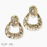 103017, HAMMERED GEOMETRIC METAL CLIP ON EARRING