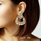103017, HAMMERED GEOMETRIC METAL CLIP ON EARRING